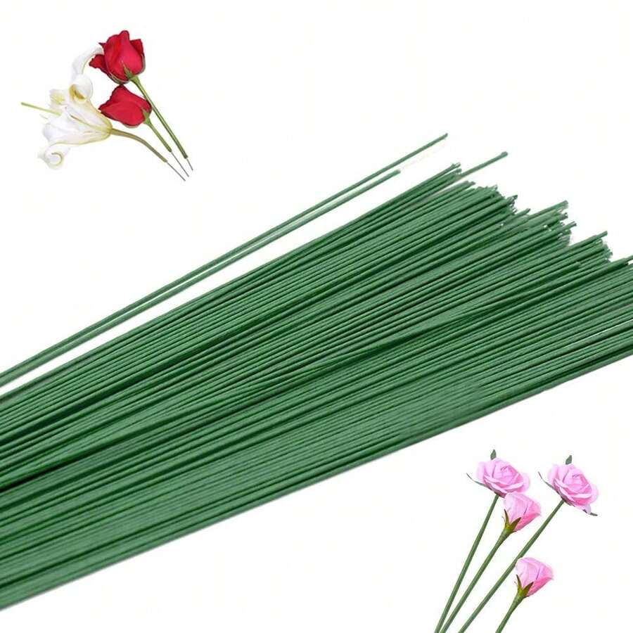 22号绿色花材铁丝,适用于插花和DIY手工制作,6/8/10/12英寸,直径:0.07英寸,花艺师级别 - 綠色 - 查看 1