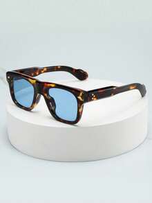 1副男女通用复古方形大框个性化简约时尚眼镜，适合驾驶、旅行、休闲、日常佩戴 - 彩色 - 查看 8