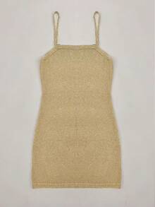 Mejors 女士休闲可爱闪亮无袖性感针织罩衫连衣裙迷你针织罩衫连衣裙沙滩假日派对夜生活夏季度假装 - 金色 - 查看 10