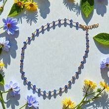 Handmade Necklace With Crystal Beads - Blue - View 5