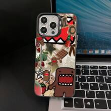 Funda de Teléfono de Domo-Kun de Dibujos Animados para Modelos de 16, 15, 14, 13, 12, 11 Pro, X, XR, XS, 8 y Plus, con una Parte Trasera Mate a Prueba de Golpes.17 17promax - Negro - Ver 1