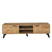 Modern TV Unit With 2 Doors And 2 Open Compartments – 160.5 X 35.5 X 45 Cm - Wood Color + Particleboard - View 5