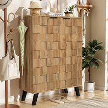 Modern 5-Compartment Shoe Cabinet/Sideboard – Dimensions 80.5 X 35 X 109.5 Cm, Adjustable Shelves - Wood Color + Particleboard - View 9