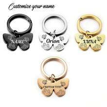 Personalized Butterfly-Shaped Pendant, Dog ID, Free Engraving Of Pet Name And Number, Zinc Alloy, Anti-Loss