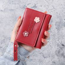 Cartera de Mujer Estilo Coreano Corta Creativa Cartera Estudiante Monedero con Hebilla - Rosa - Ver 4