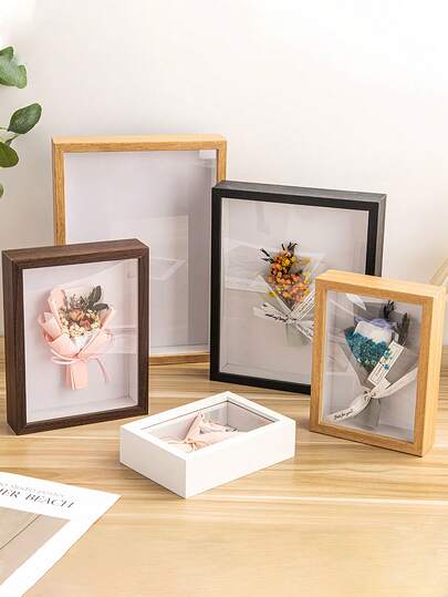 Wooden Plastic Retro Photo Frame, Elegant 3D Stereo Display Stand, DIY Photo Frame, Creative Desktop Plant Specimen Storage Rack, Suitable For Photos, Dried Flowers, Plant Specimens, Tickets, Calligraphy Frames, Living Room Bedroom Home Desktop Decor, Essential Home Decor