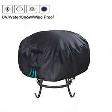 Onlyme Round Gas Fire Pit Cover 44 Inch Waterproof Oxford Fabric Fire Pit Table Cover for Outdoor and Indoor Anti-UV Windproof - Black 44 x 24 inch - como en la foto - Ver 1