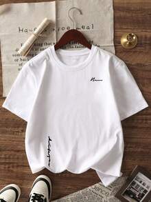 男士字母圖案T恤 - 白色 - 查看 2