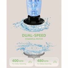 Cepillo Electrico para Baño LimpiezaCepillo de Limpieza Inalámbrico con 3 Mango de Ajustable Fregadora Giratoria Eléctrica para Baño de 2 Velocidades y Múltiples Cabezales de Cepillo para Cocina Tina - Blanco - Ver 4