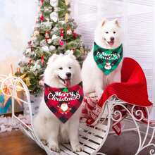 1PC Dog Headscarf Christmas Classic Plaid Pet Scarf Triangular Bib Handkerchief Merry Christmas Santa Claus Snowman Headscarf Suitable For Dogs And Pets - Red - View 7