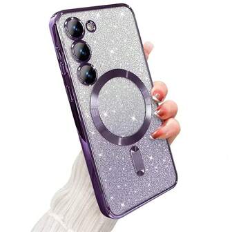 Funda de teléfono suave de TPU con adsorción magnética, acabado electrolítico transparente y brillante, que ofrece protección total para la lente de la cámara, adecuada para teléfonos de las series A y S de Galaxy, como S25FE, A17, A56, A36, A55, A15, A36, A26, A16