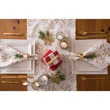DII 100% algodón, Lavable a máquina, Impreso metálico día Festivo Mantel – 52 x 52 Asientos 4 Personas, 70" Redondo, , Redondo de 177.8 cm, 1, 1(Servilleta Hojas de acebo doradas) - Multicolor - Ver 10