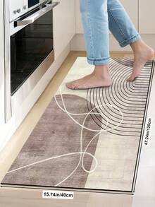 1pc Rubber Material Kitchen Long Runner Rug, Colorful Geometric Print Pattern, Nordic Luxury Style Kitchen Mat, Long Runner Rug For Laundry Room, Thick Fabric With Foot Feel, Easy Care Machine Washable, Practical Entryway Doormat Home Decor, Suitable For Dining Room, Kitchen, Laundry Room, Indoor Entrance, Autumn/Winter Gift - Rust Brown - View 14