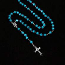 - Juego de 30 unidades/15 juegos de rosario de aleacin para cruz y centro de medalla, colgante ovalado catlico Jess Mara, para suministros de fabricacin de joyas, Zinc, No una piedra - inicial - Ver 3