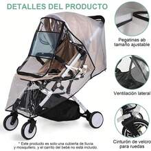 Cubierta de Lluvia para Cochecito, Protección de Lluvia y Viento Transparente Cochecito, Protección el Polvo, Accesorio para Carriola de Protección para los Ojos para Uso en Exteriores(L) - G-2 - Ver 11