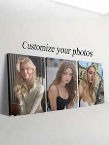 3pcs Customizable Canvas Wall Art, Can Add Your Own Photos, Suitable For Bathroom, Office, Living Room And Other Home Decor