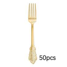 120pcs Vintage Plastic Silverware Set, High-Quality Disposable Heavy-Duty Cutlery Set With Retro Pattern, Suitable For Large Events, Parties, Weddings, Birthdays, Galas, New Year - Gold - View 19