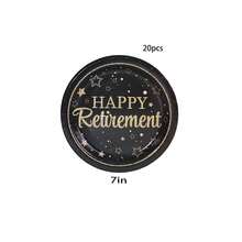 10/20/40/50pcs,Black Golden Retirement Theme Party Paper Plates, Black Golden Retirement Happy Food Disposable Party Supplies, Disposable 7inch And 9inch Paper Plates Party Tableware Suitable For Birthday Wedding Party Family Picnic Gatherings - Multicolor - View 12
