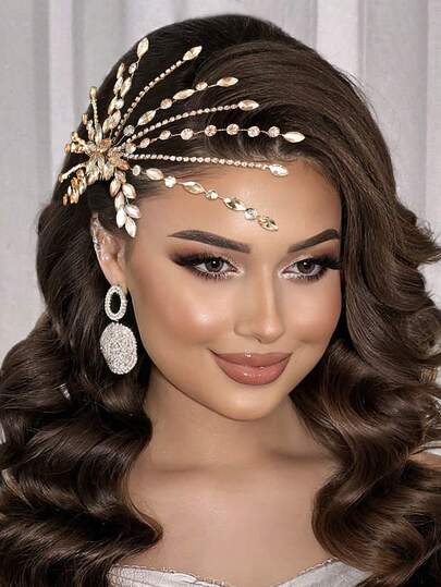 1pc Elegant Bridal Side Comb Headpiece, Crystal Rhinestone Hair Accessory For Wedding, Party, Festival Gift