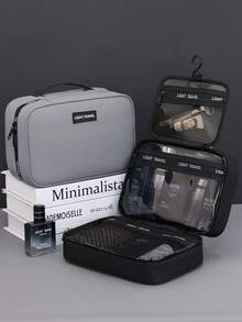 Large Capacity Business Travel Toiletry Bag, Multi-Compartment Design, Foldable Organizer Bag, Grid Partition Storage, Wet & Dry Separation, High-End Cosmetic Bag For Makeup, Skincare, Face Masks, Brushes,Pouch,Makeup Pouch,Travel Essential - Multicolor - View 1