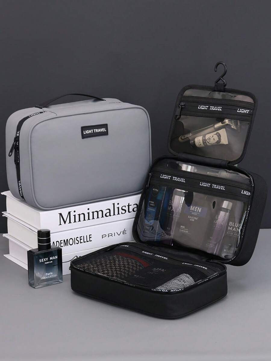 Large Capacity Business Travel Toiletry Bag, Multi-Compartment Design, Foldable Organizer Bag, Grid Partition Storage, Wet & Dry Separation, High-End Cosmetic Bag For Makeup, Skincare, Face Masks, Brushes,Pouch,Makeup Pouch,Travel Essential - Multicolor - View 1