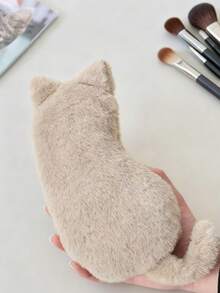 1个可爱猫咪毛绒化妆刷包，卡通大容量文具/化妆品包，创意礼物，适合女性和女孩，柔软舒适的个性化化妆包 - 彩色 - 查看 9
