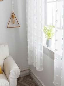 1pc Lightweight White Floral Lace Solid Color Holiday Home Decorative Curtain And Sheer - White - View 2