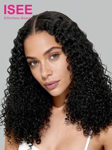 ISEE 卷曲蓬松假发，预剪裁，6*4高清蕾丝，无需胶水，可直接佩戴，预漂白，迷你结蕾丝假发，预剪裁闭合蕾丝，预拔毛发际线，10-14英寸波波头，16-28英寸常规款，180%密度真人发蕾丝闭合假发，度假休闲活力旅行必备，节日装扮，伴娘礼物及配饰 - SNatural - 查看 2