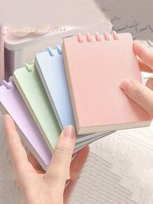 Set de 4 libretas de bolsillo portátiles A7, mini diarios de páginas giratorias, 160 páginas, 4 colores, adecuados para el aula, vocabulario en inglés, contabilidad y suministros de oficina para planificación - Multicolor - Ver 2