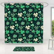 1pc/4pcs St. Patrick's Day Rainbow Lucky Element Shower Curtain Set, Includes Leprechaun, Hat, Beer, Clover, Gold Pot Elements Shower Curtain Set, Bathroom Divider Shower Curtain With Hooks, Anti-Slip Bathroom Mat Carpet, U-Shaped Toilet Mat, Toilet Seat Cover, Holiday Party Home Bathroom Accessories 4-Piece Shower Curtain Set - Multicolor - View 11
