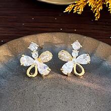 Forest Style  Flower Metal Bowknot Earrings French Retro High-End Earrings Exquisite Light Luxury Fashion Ear Jewelry - E6357 Silver Needle - Silver - View 43