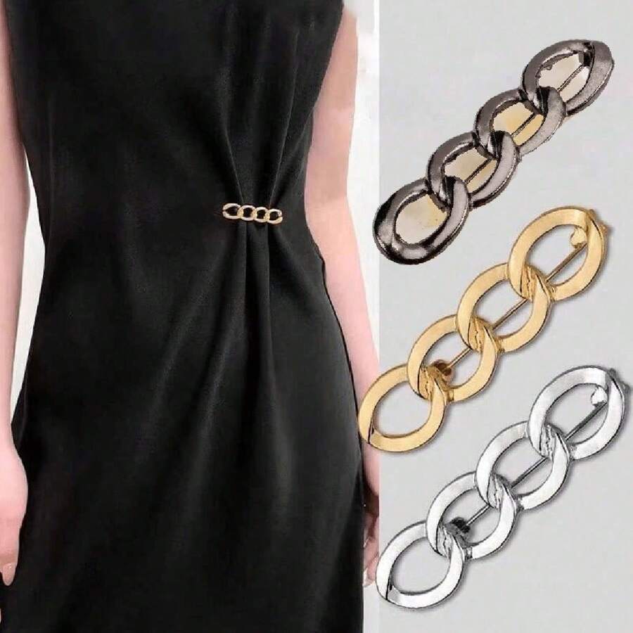 1 SET Versatile Brooch Style Waist Cincher, Adjustable Metal Waist Reducer For Pants, Jeans, Fashionable Waist Clip, No Sewing Needed, Detachable Waist Snaps, Prevent Exposure, Apply To Coats, Dresses, Cuffs Tightener - Nhiều màu - Xem 1