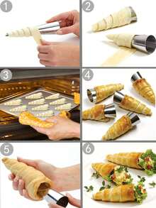 10/5/1 Pcs Cylindrical Croissant Mold, Danish Croissant, Spiral Cone Pastry Mold, Hanging Croissant Baking Bag, Excellent Kitchen Tool, Valentine's Day Gift - Multicolor - View 2