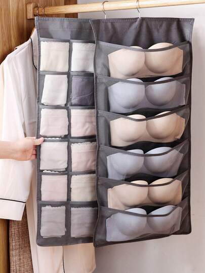 1pc Bra Washing Bag, Foldable Storage Bag, Travel Organizer Box, Bra Protection Laundry Bag, Bra Washing Net Bag For Washing Machine, New Lingerie Wash Bag, Bra Organizer Bag, Closet Hanging Storage Bag, Dust-Proof Double-Sided Underwear Organizer Bag