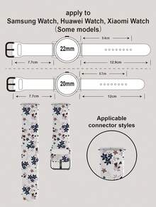 1pc Soft Elastic Breathable Navy Blue 5-Petal Flower Pattern Watch Band Strap Replacement For Apple Watch 38mm 40mm 41mm 45mm 44mm 42mm 49mm, Fashionable Casual Multi-Color Silicone Watch Band Accessory Compatible With Apple Watch Ultra Series S11/S10/SE/9/8/7/6/5/4/3/2/1 - Multicolor - View 7