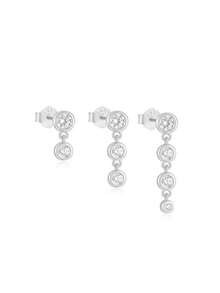 Zestaw 3 kolczyków ze srebra próby 925 z cyrkoniami dla kobiet i dziewcząt. Delikatne kolczyki ze złota 18k/białego złota. Biżuteria na prezent dla kobiet.