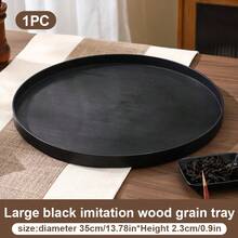 1/2 khay nhựa tròn chống trượt, khay phục vụ thức ăn tự chọn có viền nâng cao giống gỗ, thích hợp cho thức ăn, đồ uống, cà phê và trà, dùng trong nhà bếp, tiệc tùng, nhà hàng, quán bar, khách sạn, trang trí ngày lễ. - màu đen - Xem 13