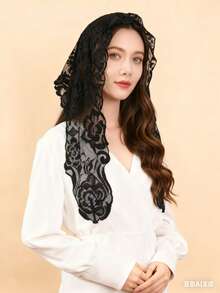 1pc Paisley Pattern Boho Polyester Chiffon Lace Trim Fashion Scarf, Versatile Sun Shawl, Suitable For All Seasons For Dress - Multicolor - View 9