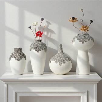 北欧现代简约白色陶瓷花瓶，家居客厅电视柜装饰，办公桌餐桌摆件，工艺品
