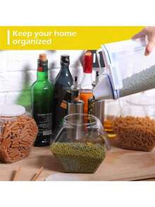 1/3/5pcs Hexagon Candy Jars With Lids - Transparent Plastic Storage Containers, Suitable For Snacks, Cookies, Pet Food And Coffee Beans - Ideal For Kitchen Organization And School Supplies - Transparent - View 5