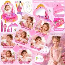 Tocador de Princesa para niñas pequeñas tocador pequeño con musica y Kit de Maquillaje de Juguete joyeria de Unicornio Espejo Juguetes de Princesa Regalo para niñas de 3 4 y 5 años.Conveniente y duradero, favorito para niños - Multicolor - Ver 1