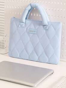 绗缝时尚笔记本电脑包，马卡龙色，笔记本电脑手提包，平板电脑和笔记本电脑保护套，便携式笔记本电脑保护套，笔记本电脑单肩包，多口袋设计，可收纳充电线、移动电源、触控笔和鼠标，女士笔记本电脑包，返校必备大学用品，秋季大学必备，教师节礼物，新年礼物和新学期礼物