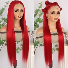 360 Full Lace Front Wig For Women Ginger Orange Long Straight Hair Wigs Pre Plucked Hairline Heat Resistant Fiber Soft Dark Orange Colored Wig Glueless Free Part HD Lace Natural Look Full Lace Synthetic Hair Replacement Wigs For Women & Men All Ethnicities, Party & Daily Wear 180% Density 30 Inch - 紅色 - 查看 3