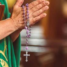 - Juego de 30 unidades/15 juegos de rosario de aleacin para cruz y centro de medalla, colgante ovalado catlico Jess Mara, para suministros de fabricacin de joyas, Zinc, No una piedra - inicial - Ver 5