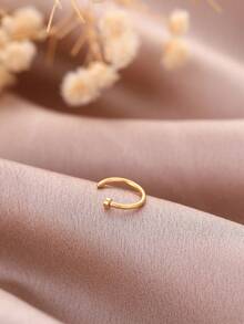 1pc Minimalist C-Shaped Stainless Steel Unisex Nose Ring/Nose Stud, Suitable For Daily Wear - Yellow Gold - View 2
