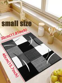[HOT!!!] 1pc Soft Rubber Kitchen Mat, 3.5mm Thick Kitchen Rug, Black & White Crescent Design Luxury Minimalist Style Absorbent Kitchen Mat, Customizable Size, Surface Fabric, Middle Sponge Layer, Bottom Rubber Layer, Suitable For Kitchen Rugs, Kitchen Decor, Wedding Decor, Home Decor, Bathroom Mats, Entryway Mats, Laundry Room Mats, Hallway Rugs, Living Room Mats, Etc. - Multicolor - View 19