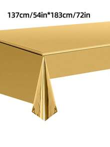 1张金属箔一次性桌布，亮面纯色，非常适合生日派对装饰 - 金色 - 查看 3