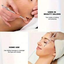 不锈钢双头按摩棒，适用于眼部、面部、足部、手臂、背部和颈部——全身放松穴位刺激工具，缓解肌肉紧张，手动触发点穴位按摩笔，完美的圣诞礼物 - 銀色 - 查看 8