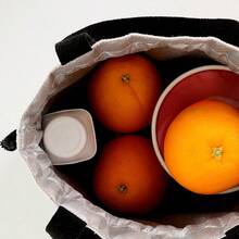 Large Capacity Insulated Lunch Bag, Drawstring Closure And Thick Fabric Design, Portable Thermal Lunch Bag With Aluminum Foil Layer, Suitable For Office, School, Picnic, Outdoor Travel, Camping, Garden, Beach Lunch And Daily Food Carrying