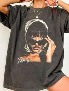 Tems Graphic Tee - Black - View 1